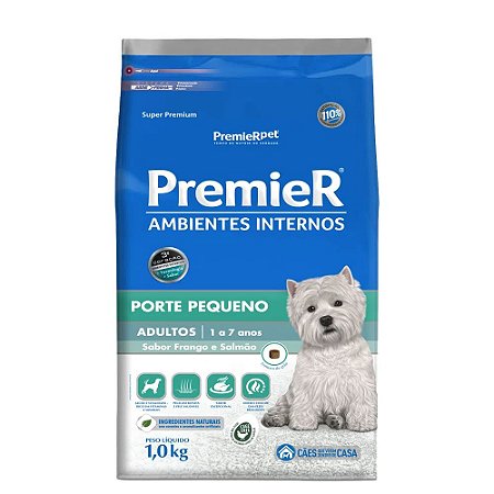 Ração Premier Ambientes Internos Cães Adultos Raças Pequenas 1 kilo