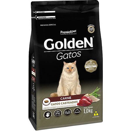 Ração Seca PremieR Pet Golden Gatos Adultos Castrados Carne 1 kilo