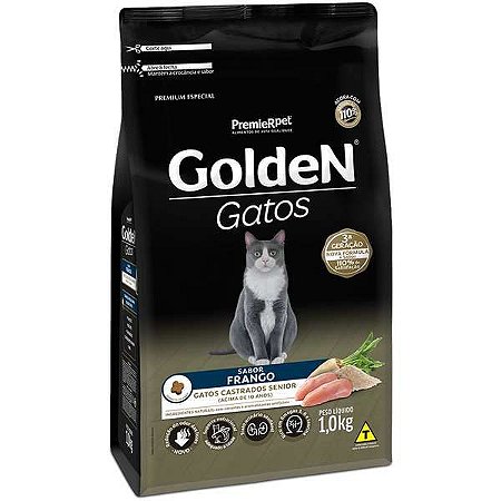 Ração Seca PremieR Pet Golden Gatos Castrados Sênior Frango 1 kilo