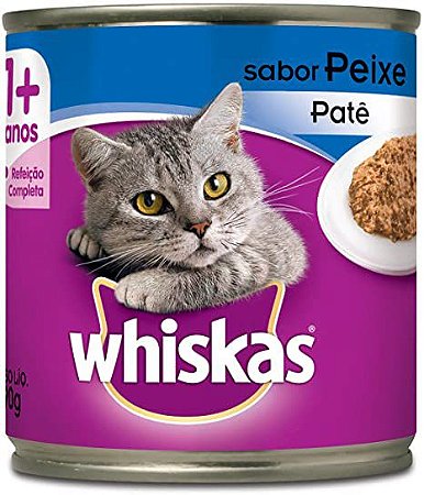 Ração Úmida Whiskas Lata Patê de Peixe para Gatos Adultos 290 gramas