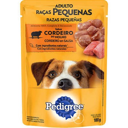 Ração Úmida Pedigree Sachê Cordeiro ao Molho para Cães Adultos de Raças Pequenas 100 gramas