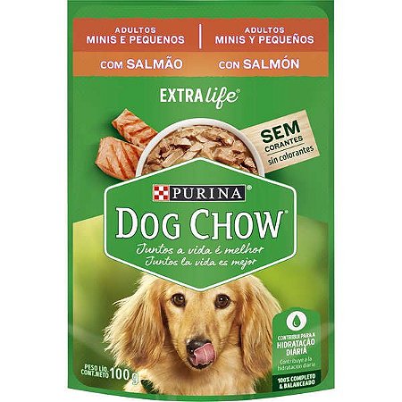 Ração Úmida Dog Chow Sachê Salmão para Cães Adultos Raças Minis e Pequenas 100 gramas