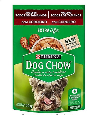 Ração Úmida Nestlé Purina Dog Chow Cordeiro para Cães Adultos de Todos os Tamanhos 100 gramas