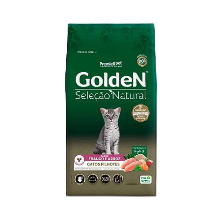 Ração Golden Seleção Natural para Gatos Filhotes Sabor Frango e Arroz