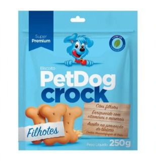 Biscoito Pet Dog Crock Tradicional para Cães Filhotes 250 gramas