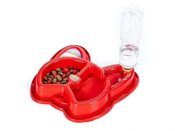Bebedouro e Comedouro Para Cães Truqys Pet  Dogger 3em1 Vermelho