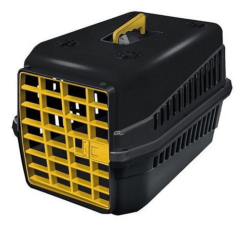 Caixa de Transporte Podyum N3 Para Cachorro e Gato Preto Amarelo