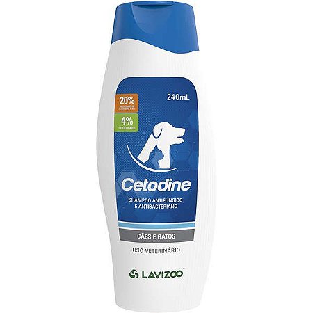 Shampoo Antifúngico e Antibacteriano Lavizoo Cetodine para Cães e Gatos 240 ml