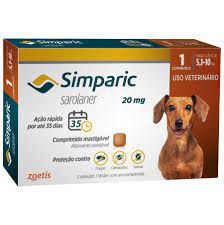 Antipulgas Simparic Cães de 5,1 até 10 kilos 20 mg 1 Comprimido