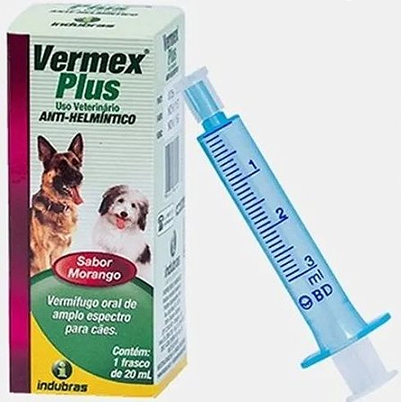 Vermex Plus Para Cães Sabor Morango Indubras 20 ml