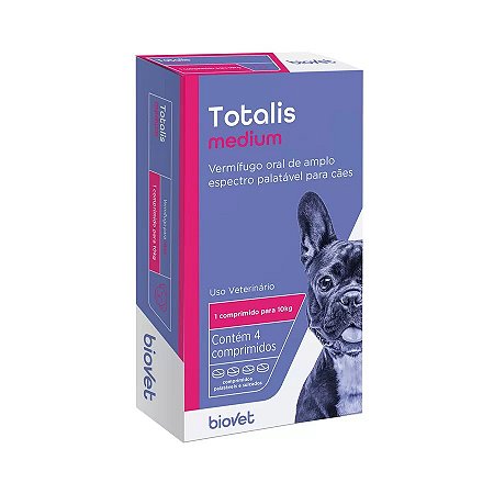 Vermífugo Totalis Medium para Cães com 4 Comprimidos