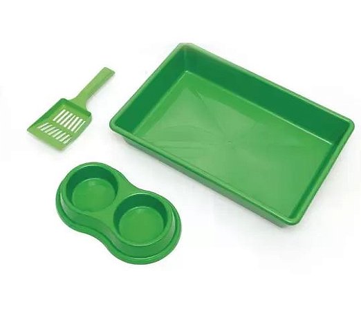 Kit Caixa De Areia Gato Color Four Plastic Verde