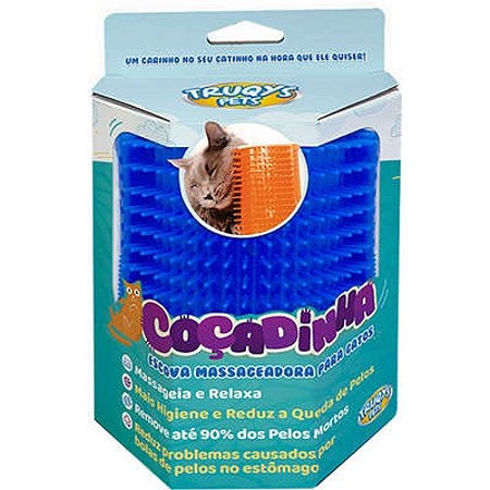 Escova Massageadora Para Gatos Coçadinha Azul  Truqys