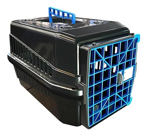 Caixa De Transporte Black Azul N4 Cachorro Gato Cão