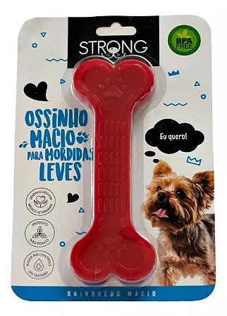 Mordedor Strong Osso Macio Achatado Vermelho 18 Cm