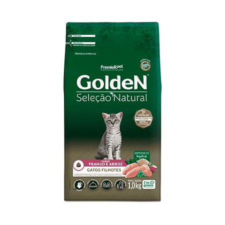 Golden Seleção Natural Gatos Filhotes Frango e Arroz 1 kg