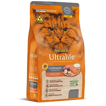 Ração Special Cat Ultralife Gatos Castrados Salmão E Arroz Com 10,1kg