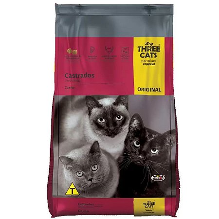 Ração Original Three Cats para Gatos Castrados 10,1 Kg