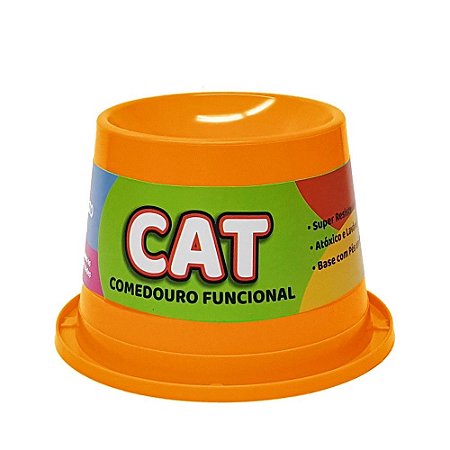 Comedouro Gato Alto Anti-formiga 250Ml Laranja Neon