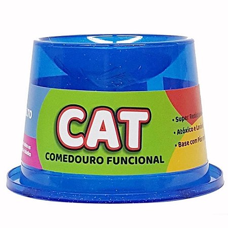 Comedouro Gato Alto Anti-formiga 250Ml Azul Glitter