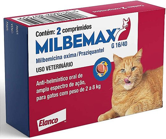 Milbemax G 16/40 Elanco para Gatos com Peso de 2 KG até 8 KG