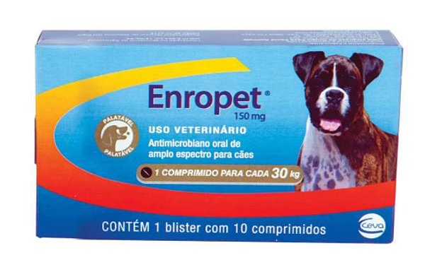 Antibiótico Enropet para Cães 150 mg 10 Comprimidos