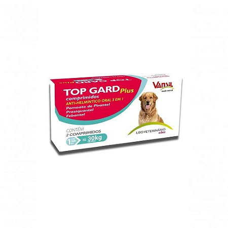 Vermífugo Vansil Top Gard Plus 1800 Mg 2 Comprimidos para Cães de Até 30kg