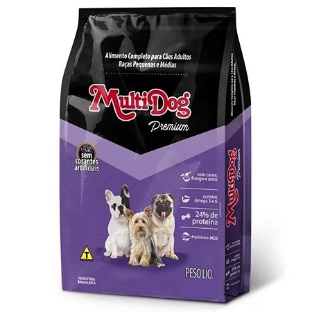 Ração Multidog Premium Adulto Raças Pequenas Carne, Frango e Arroz 7kg