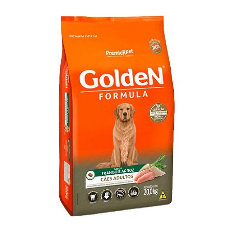 Ração Golden Fórmula Cães Adultos Frango e Arroz 20 kg