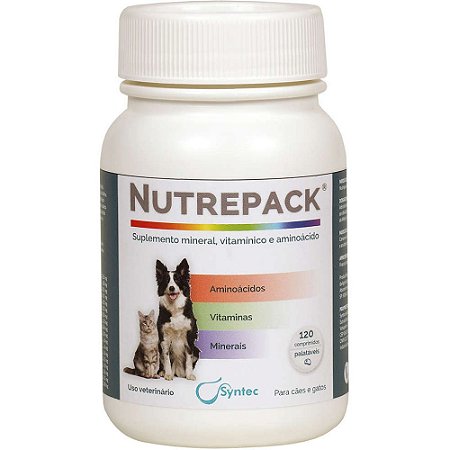 Suplemento Vitamínico Nutrepack Cães e Gatos Frasco 120 Comprimidos