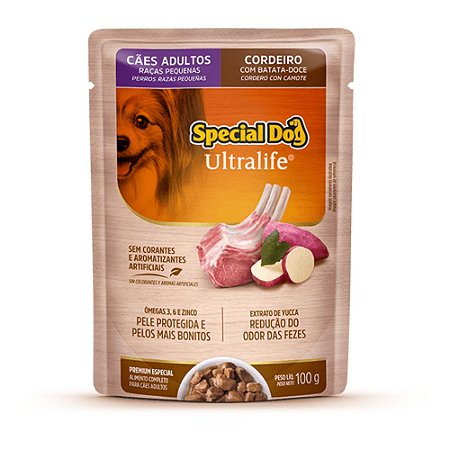 Ração Úmida Special Dog Sachê para Cães Adultos de Raças Pequenas Sabor Cordeiro ao Molho 100 gramas