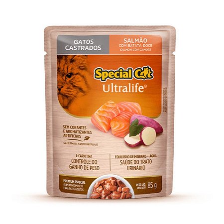 Ração Úmida Special Cat Sachê Salmao ao Molho para Gatos Adultos Castrado 85 gramas