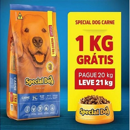 Ração Special Dog para Cães Adultos Sabor Carne 20Kg + 1Kg Grátis