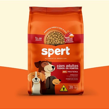 Ração Spert Premium Adultos Todos os Portes Carne / Arroz 20 Kg