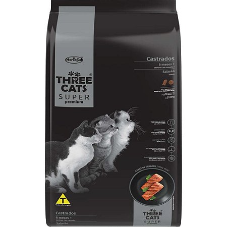 Ração Three Cats Castrados Salmão 15 kg