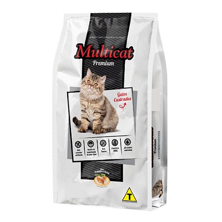 Ração Multicat Premium Gatos Castrados Frango e Arroz 25 kg