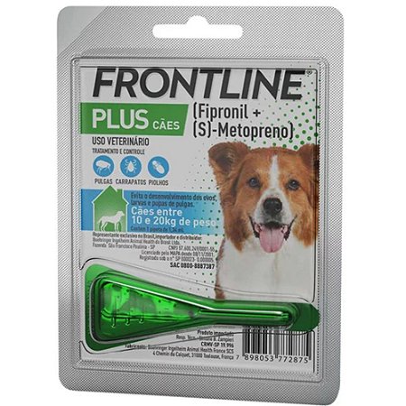 Antipulgas e Carrapatos Frontline Plus Cães entre 10 e 20kg