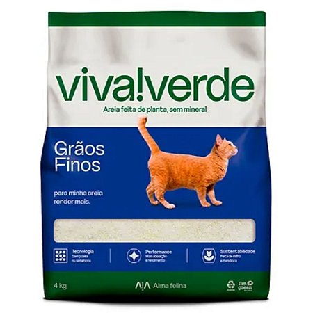 Areia Biodegradável Viva Verde Grãos Finos 4kg