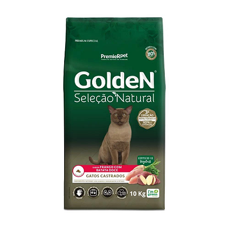 Ração Golden Seleção Natural Gatos Castrados Frango com Batata Doce 10,1 kg