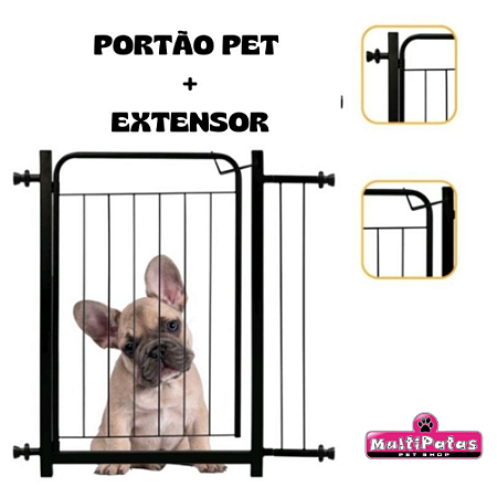 Portão Pet Preto 69cm de Altura 69/84cm Com Prolongador 10 Cm Cor Preto -  Pró Canine