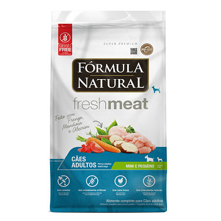 Ração Fórmula Natural Fresh Meat Cães Adultos Mini e Pequeno Frango 7 kg pac. Indiv. de 500g