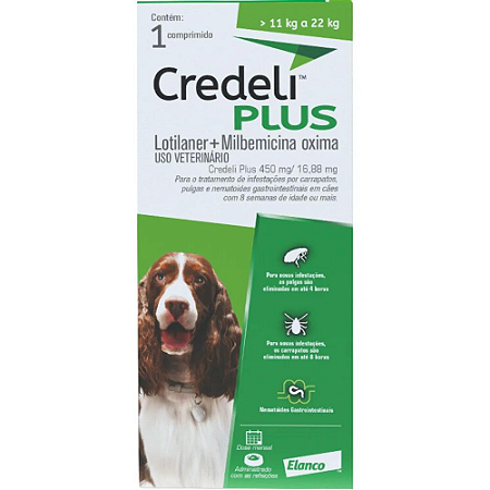 Antipulgas Credeli Plus 450mg Cães 11 a 22kg 1 comprimido