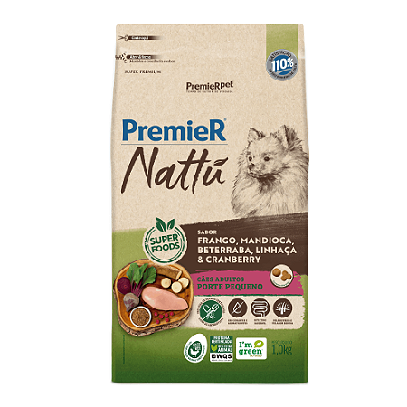 Ração Premier Nattu Cães Adultos Mandioca Pequeno Porte 2,5 KG