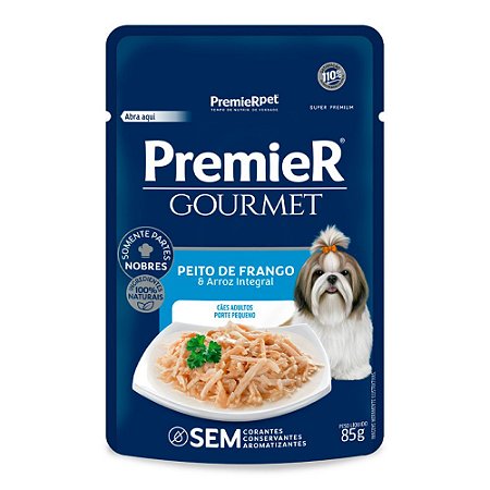 Ração Úmida Premier Gourmet Para Cães Sabor Peito de Frango e Arroz Integral 85g