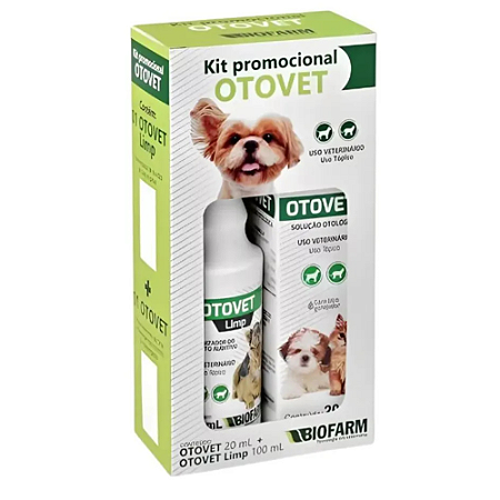 Kit Promocional Biofarm Otovet 20ml + Otovet Limp 100ml para Cães e Gatos