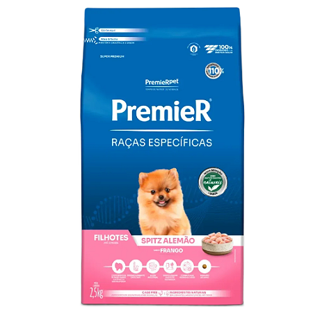 Ração Premier Raças Específicas Spitz Alemão Filhotes Frango 2,5 kg