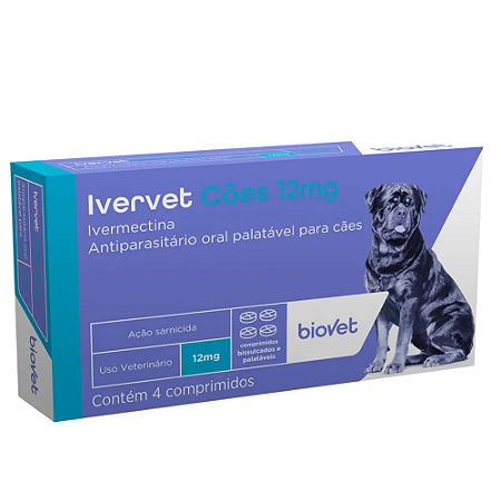 Ivervet 12Mg Ate 60 Kilos 4 Comprimidos Para Cães