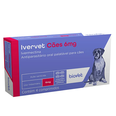 Ivervet 6Mg Ate 30 Kilos 4 Comprimidos Para Cães