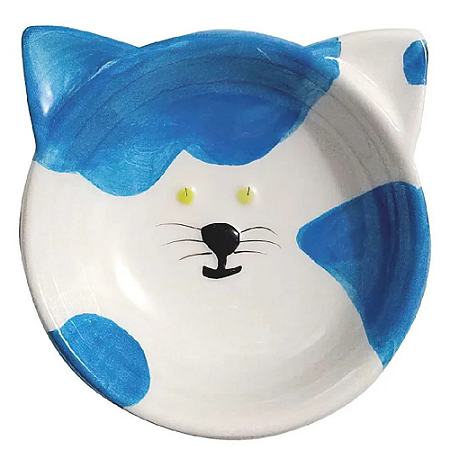 Comedouro Porcelana para Gatos - Azul/Branco - 200ml