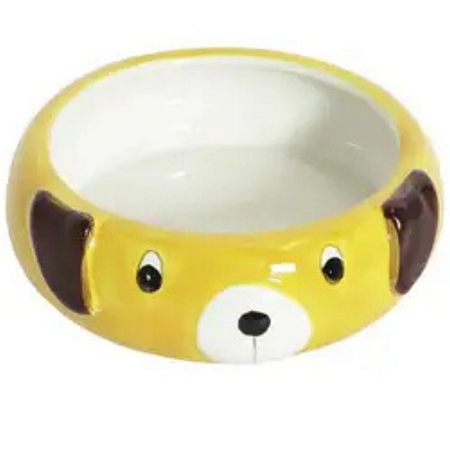Comedouro Porcelana Face Dog Amarelo 550mL